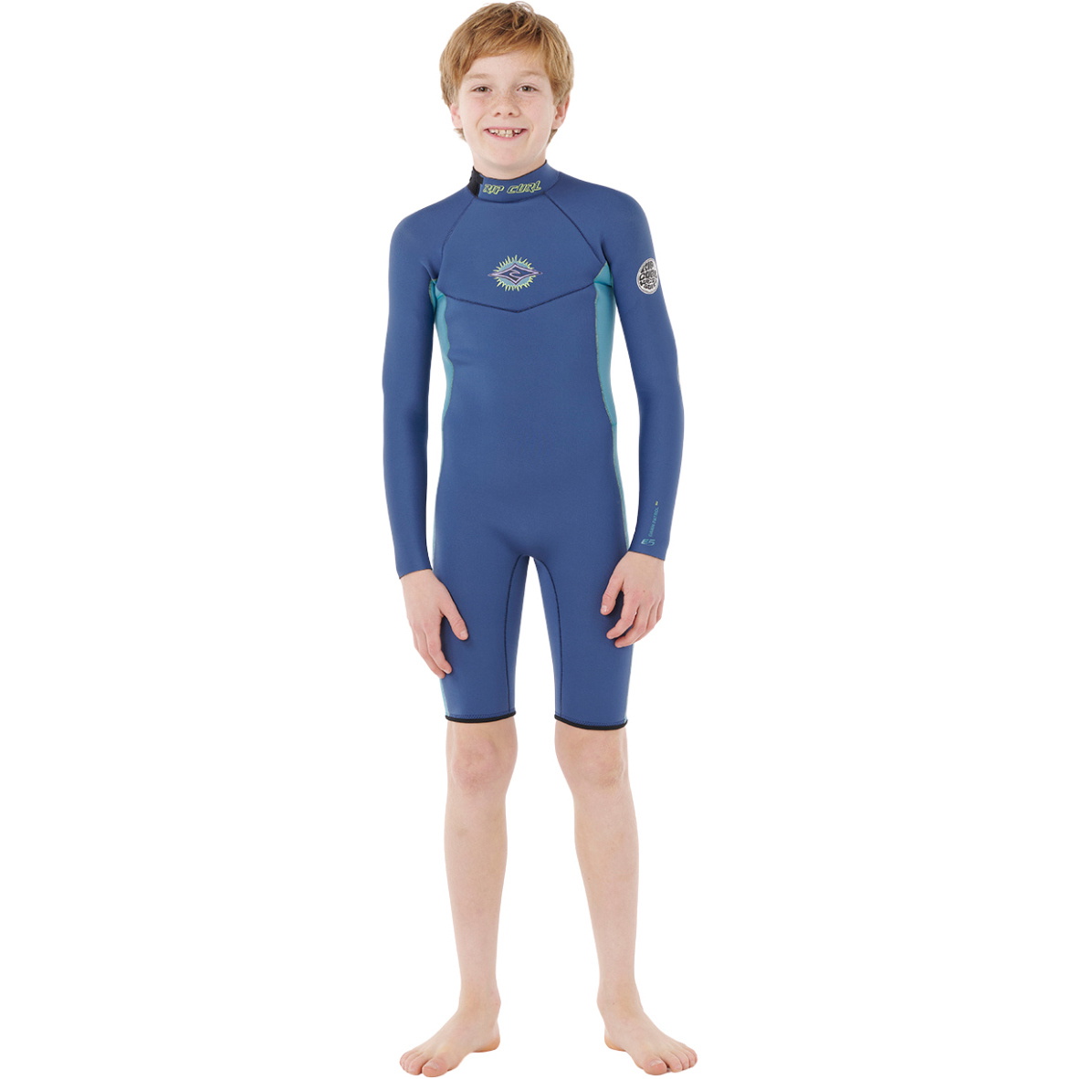 2026 Rip Curl Junior Dawn Patrol 2mm Back Zip Long Sleeve Spring Wetsuit 11EBSP - Light Navy